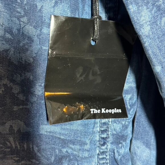 The Kooples womens pearl snap front blue shirt palm tree print Size Small NWT - Picture 6 of 7